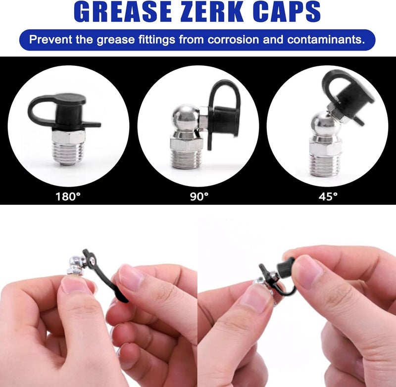 BUSY-CORNER 310PCS SAE & Metric Grease Nipple Assortment Kit, Hydraulic Grease Fittings Standard with Plastic Grease Fitting Caps - Image 3